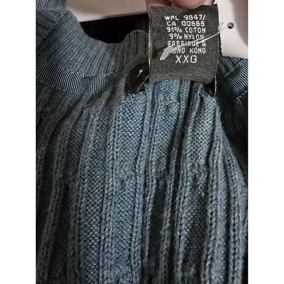 Vuntage Eddie Bauer Mens XXL Cable Knit Stretch Vest Blue nwt - Picture 2 of 5